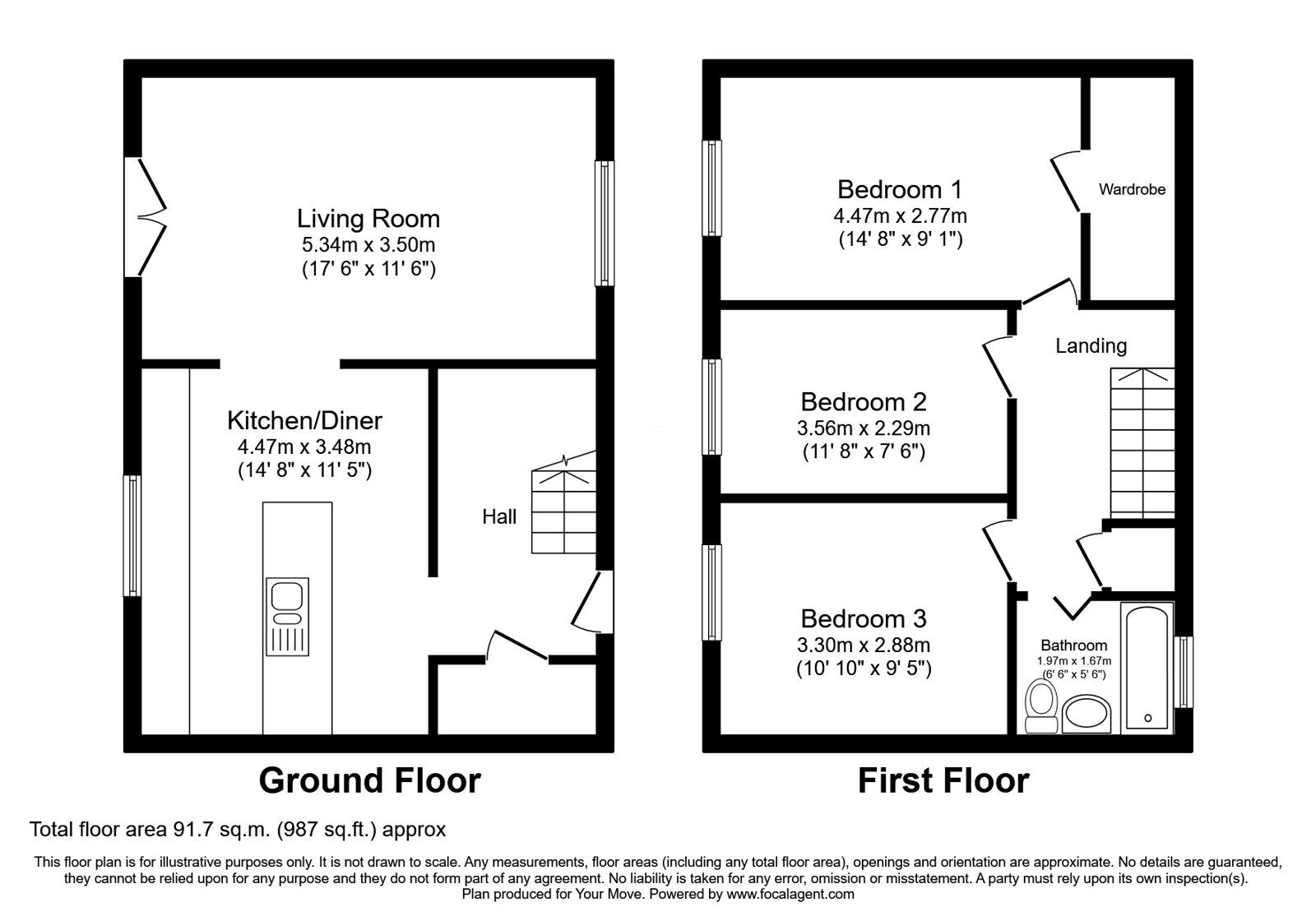 Floorplan of 3 bedroom Mid Terrace House for sale, Falkland, Skelmersdale, Lancashire, WN8