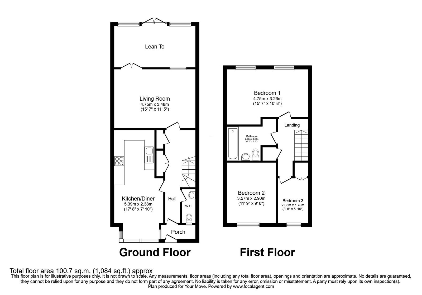 Floorplan of 3 bedroom Mid Terrace House for sale, Tintagel, Skelmersdale, Lancashire, WN8