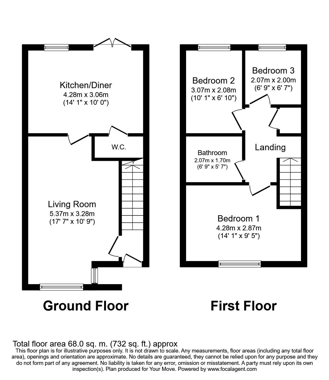 Floorplan of 3 bedroom Mid Terrace House for sale, Eskbank, Skelmersdale, Lancashire, WN8