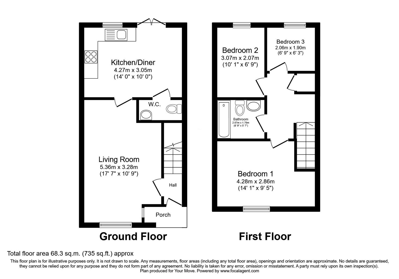 Floorplan of 3 bedroom Mid Terrace House for sale, Eskbank, Skelmersdale, Lancashire, WN8