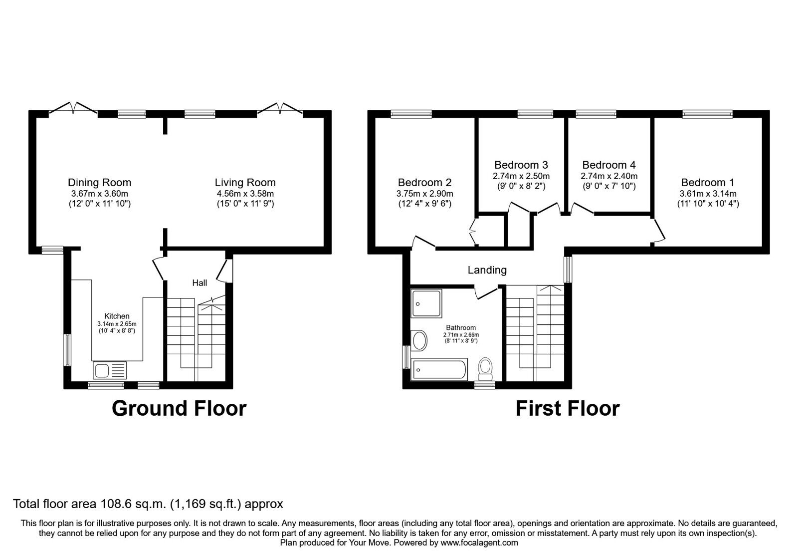 Floorplan of 4 bedroom Mid Terrace House for sale, Abbeystead, Skelmersdale, Lancashire, WN8