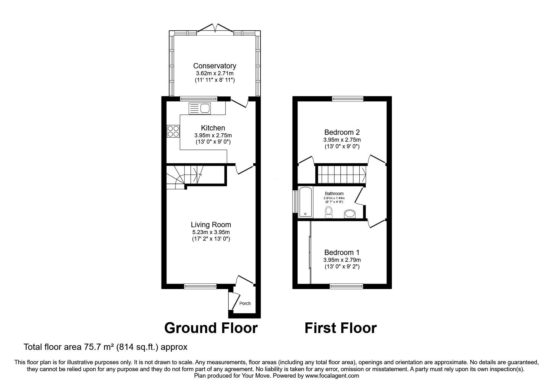 Floorplan of 2 bedroom Semi Detached House for sale, Foxfold, Skelmersdale, Lancashire, WN8