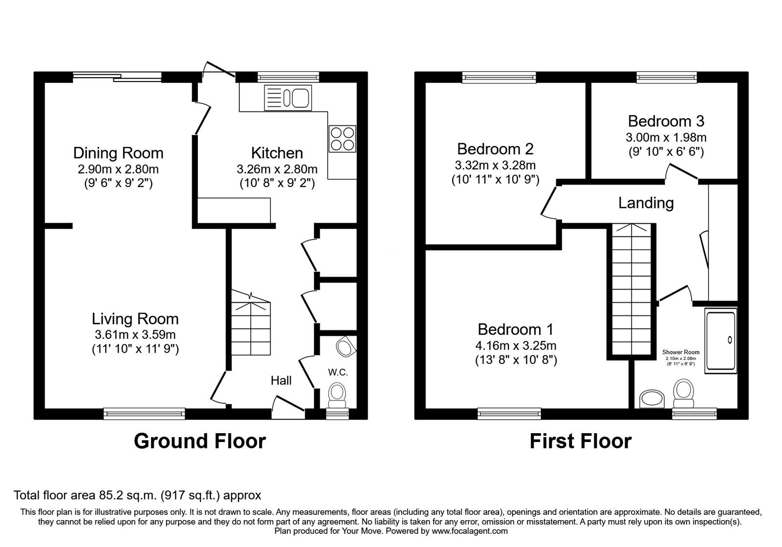 Floorplan of 3 bedroom Semi Detached House for sale, Larkhill, Skelmersdale, Lancashire, WN8