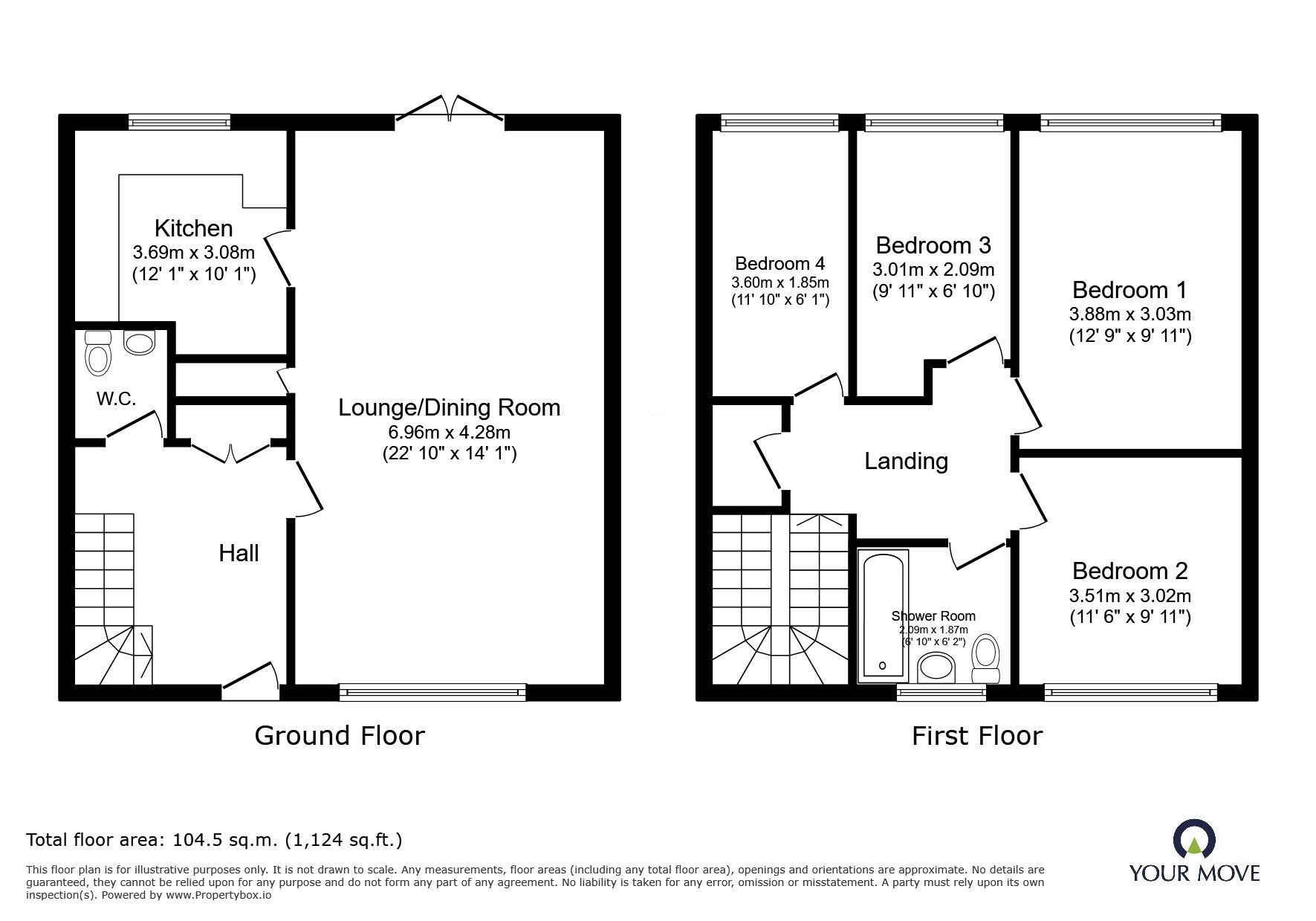 Floorplan of 4 bedroom End Terrace House for sale, Cornbrook, Skelmersdale, Lancashire, WN8