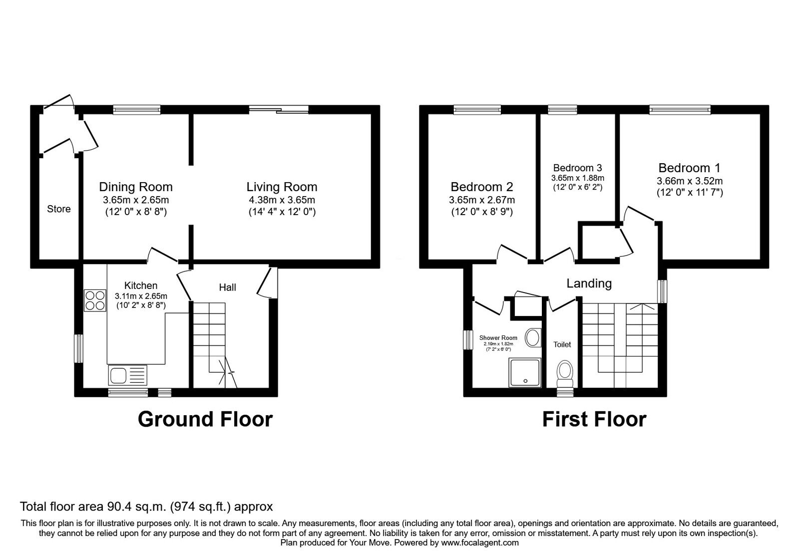 Floorplan of 3 bedroom Mid Terrace House for sale, Abbeystead, Skelmersdale, Lancashire, WN8