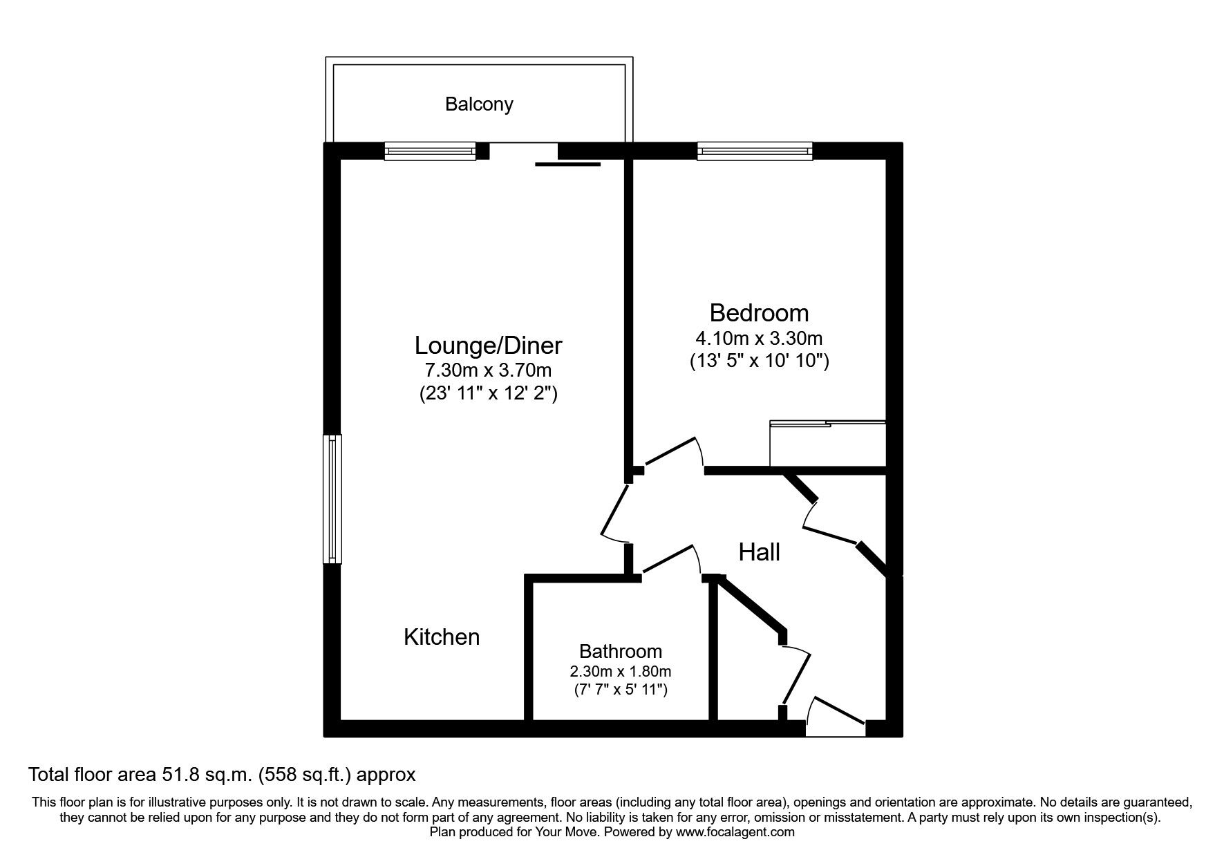 Floorplan of 1 bedroom  Flat to rent, Seacole Gardens, Southampton, Hampshire, SO16