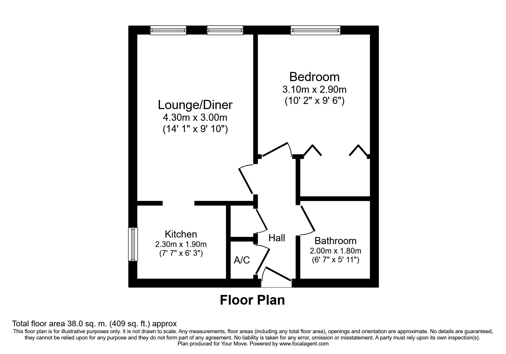 Floorplan of 1 bedroom Flat to rent, Regents Park Road, Southampton, SO15