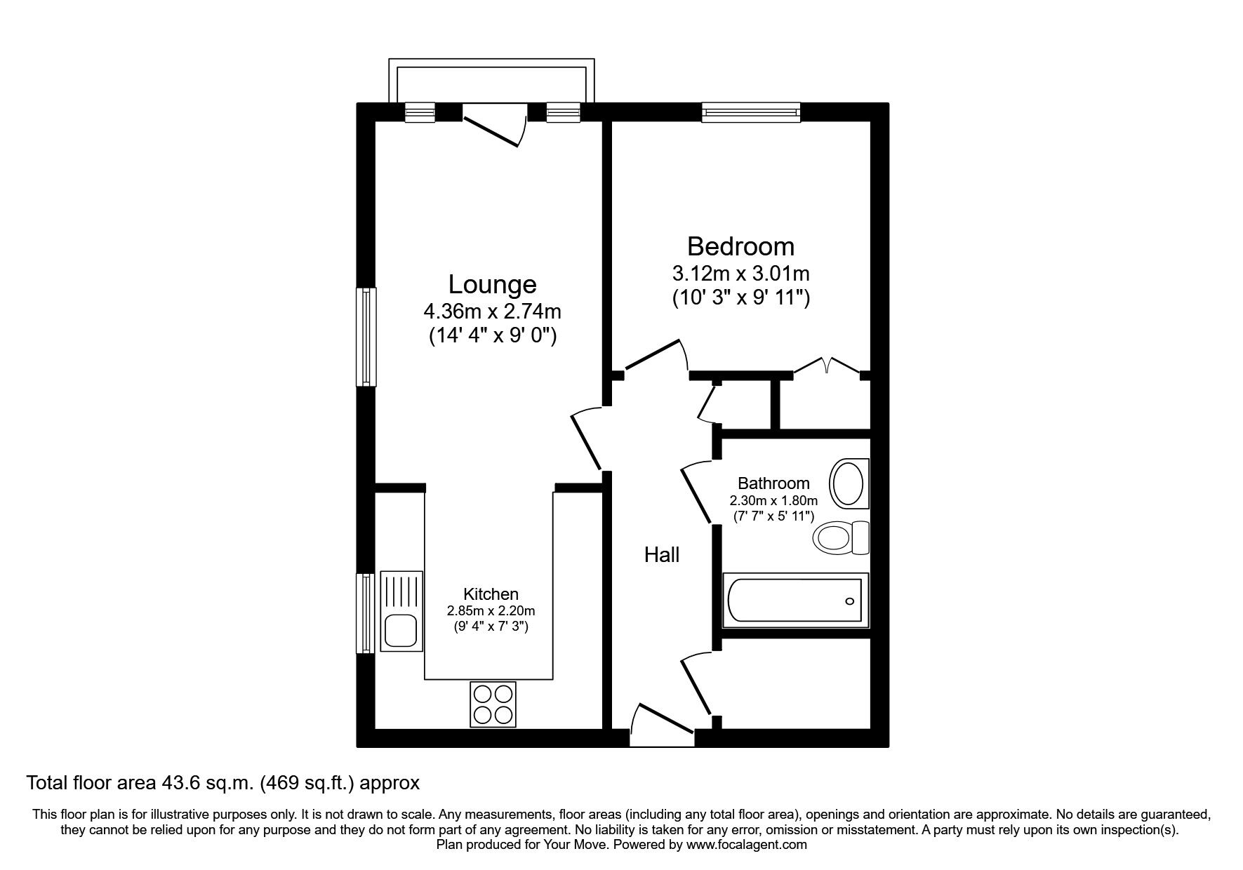 Floorplan of 1 bedroom Flat to rent, Flat 21 14 Park Street, Southampton, SO16