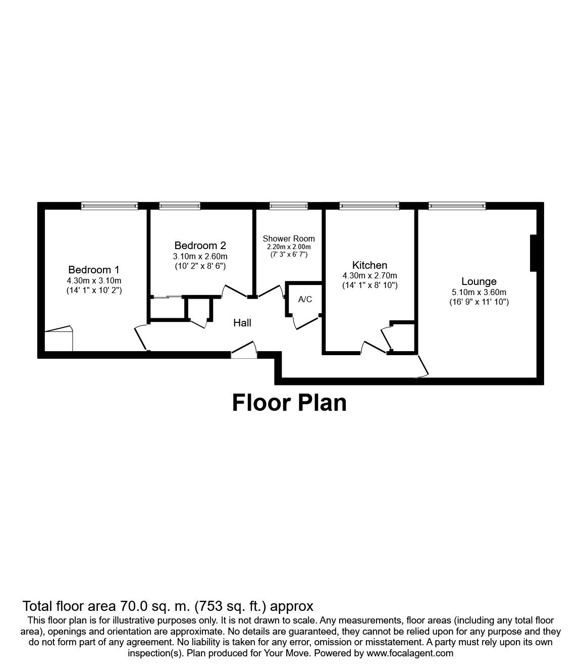 Floorplan of 2 bedroom Flat to rent, Winn Road, Southampton, SO17