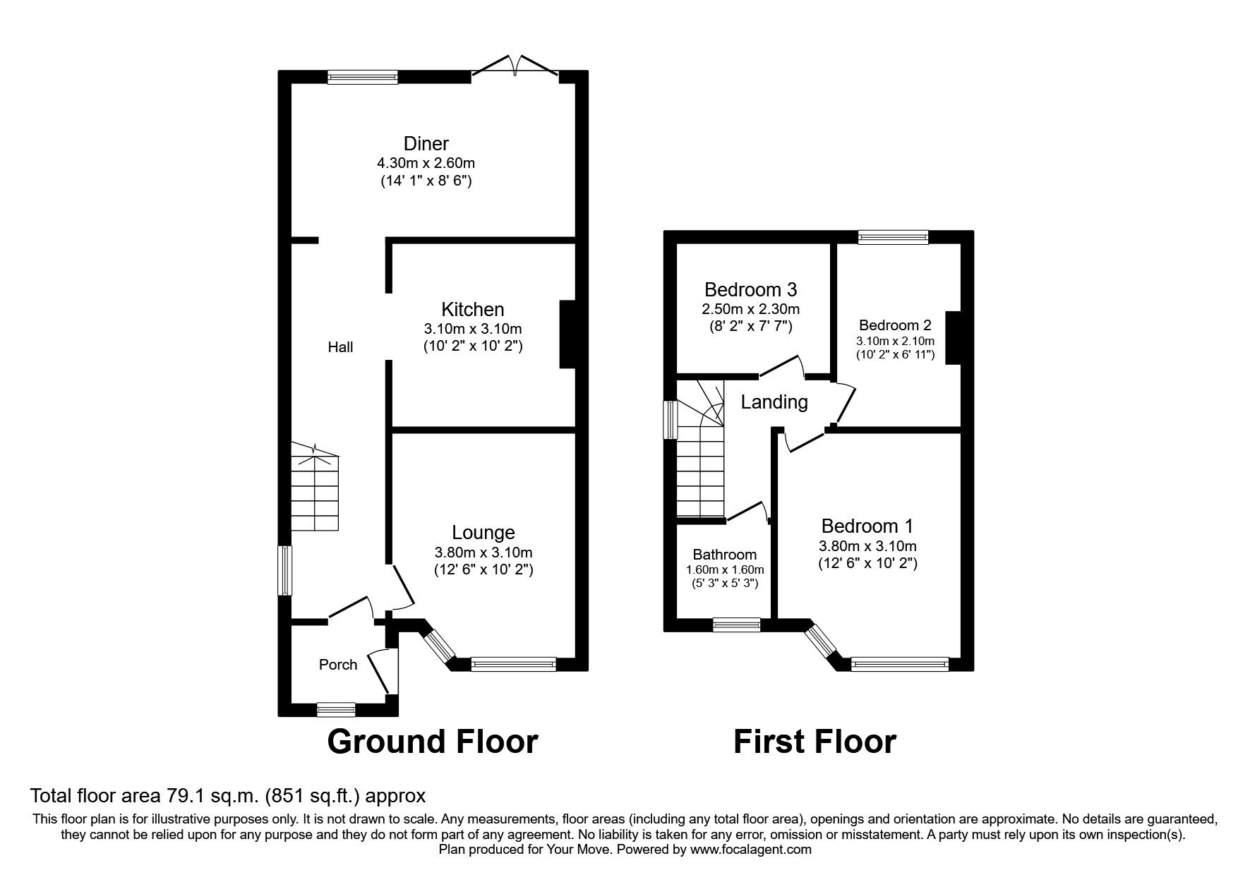 Floorplan of 3 bedroom End Terrace House to rent, Oakley Road, Southampton, SO16