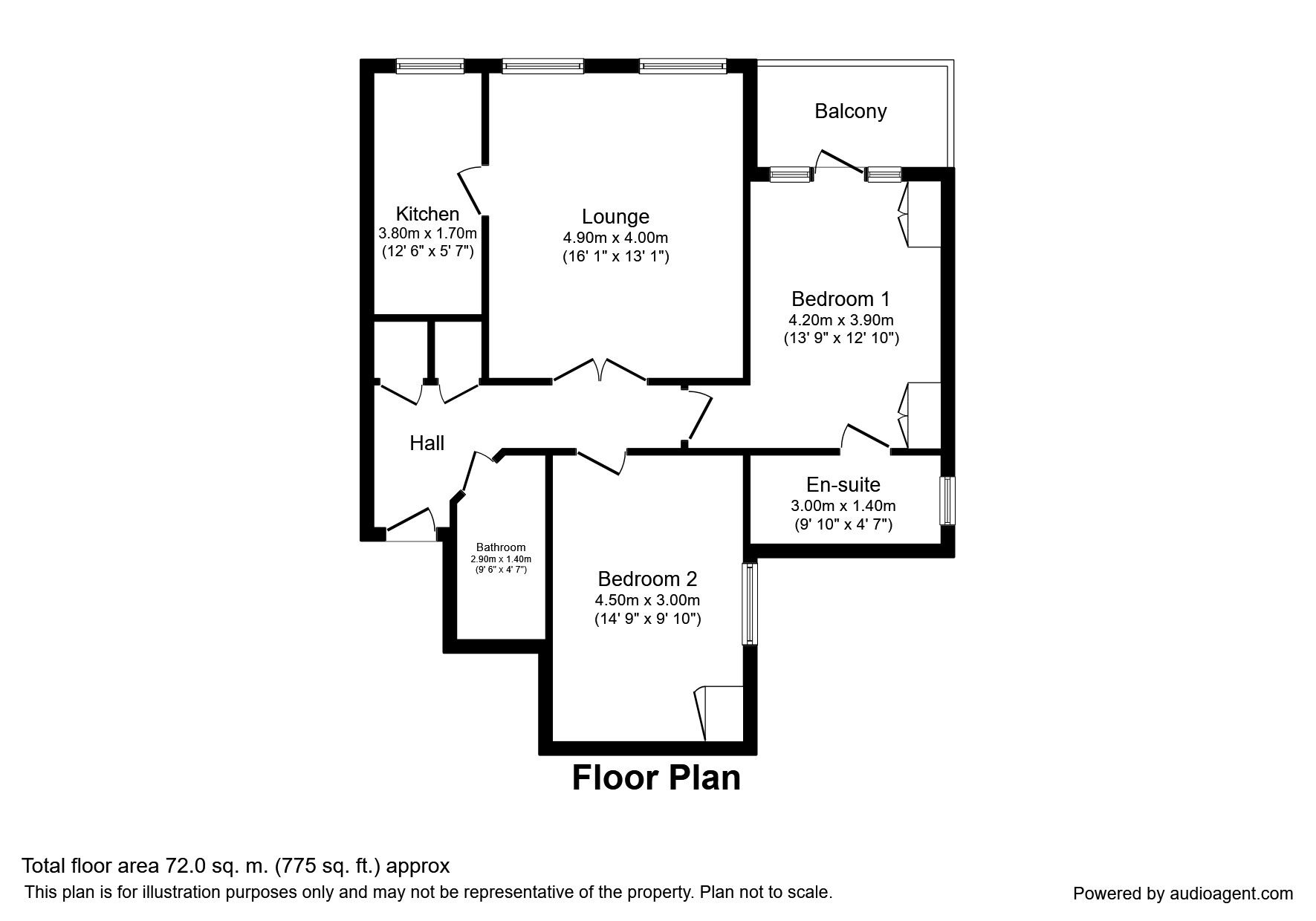 Floorplan of 2 bedroom  Flat to rent, Winn Road, Southampton, SO17