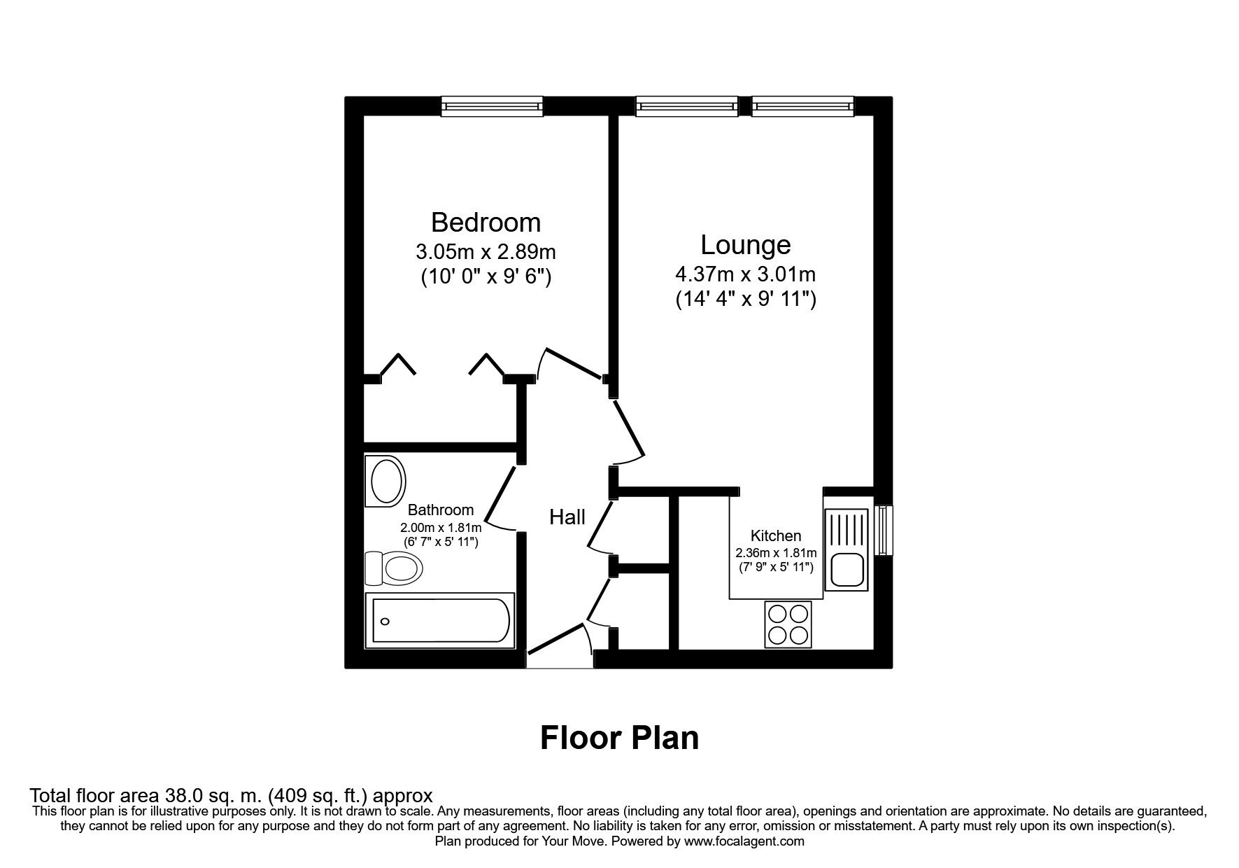Floorplan of 1 bedroom Flat for sale, Balmoral Court, 9 Regents Park Road, Hampshire, SO15