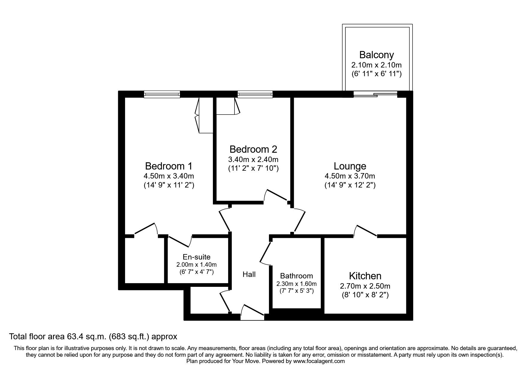 Floorplan of 2 bedroom Flat to rent, Rollesbrook Gardens, Southampton, SO15
