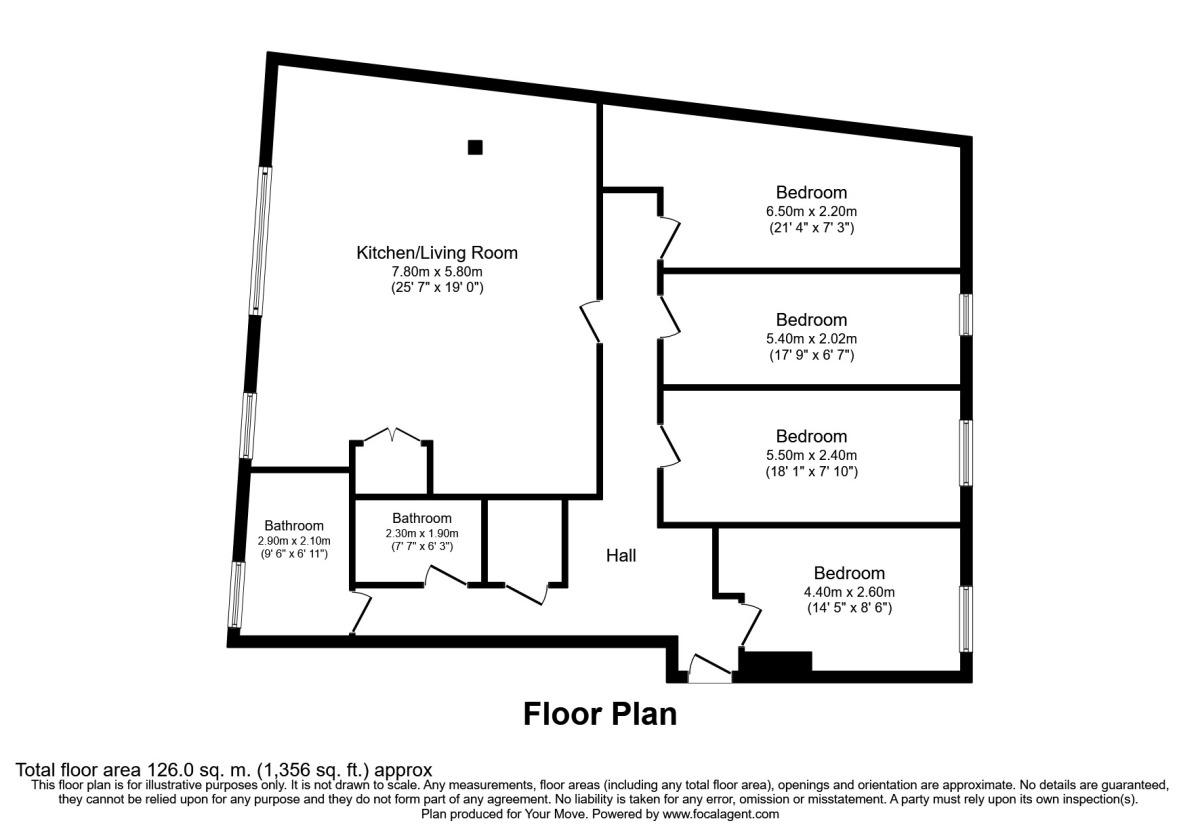 Floorplan of 4 bedroom Flat to rent, Carlton Place, Southampton, SO15