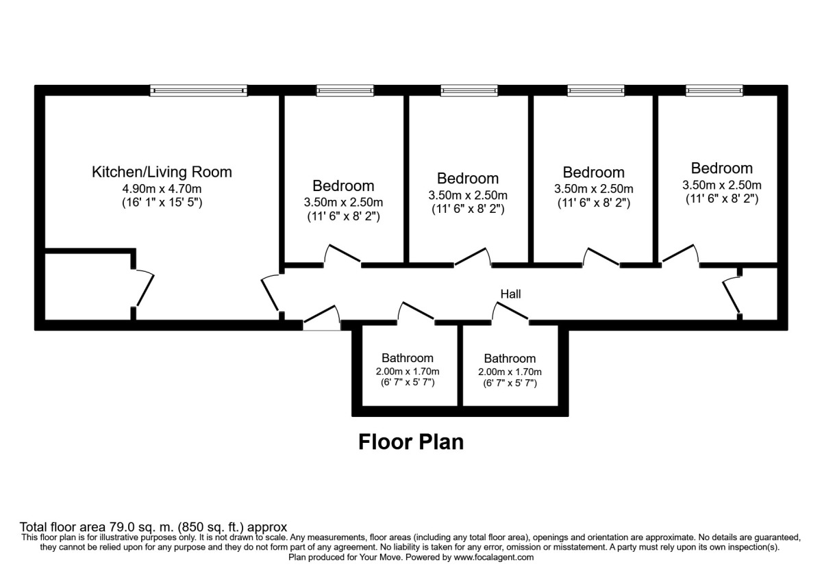 Floorplan of 4 bedroom  House to rent, Carlton Place, Southampton, SO15