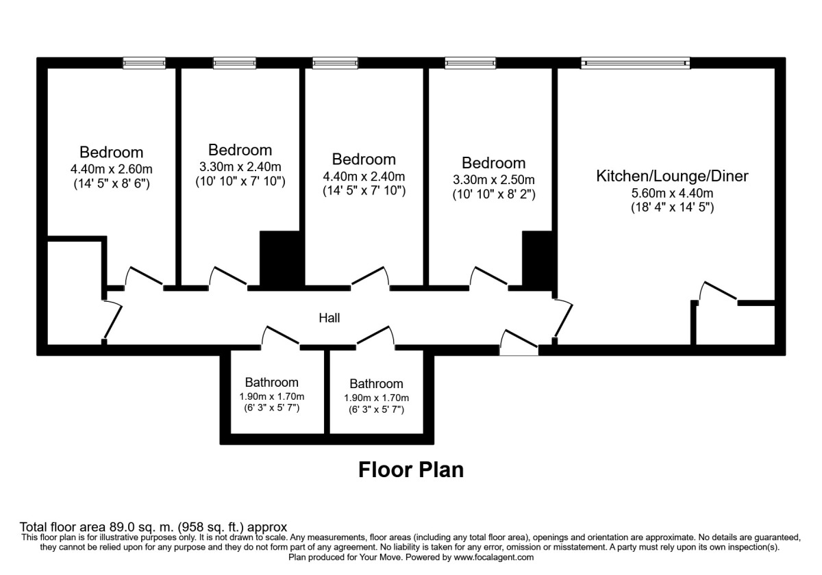 Floorplan of 4 bedroom  Flat to rent, Carlton Place, Southampton, SO15