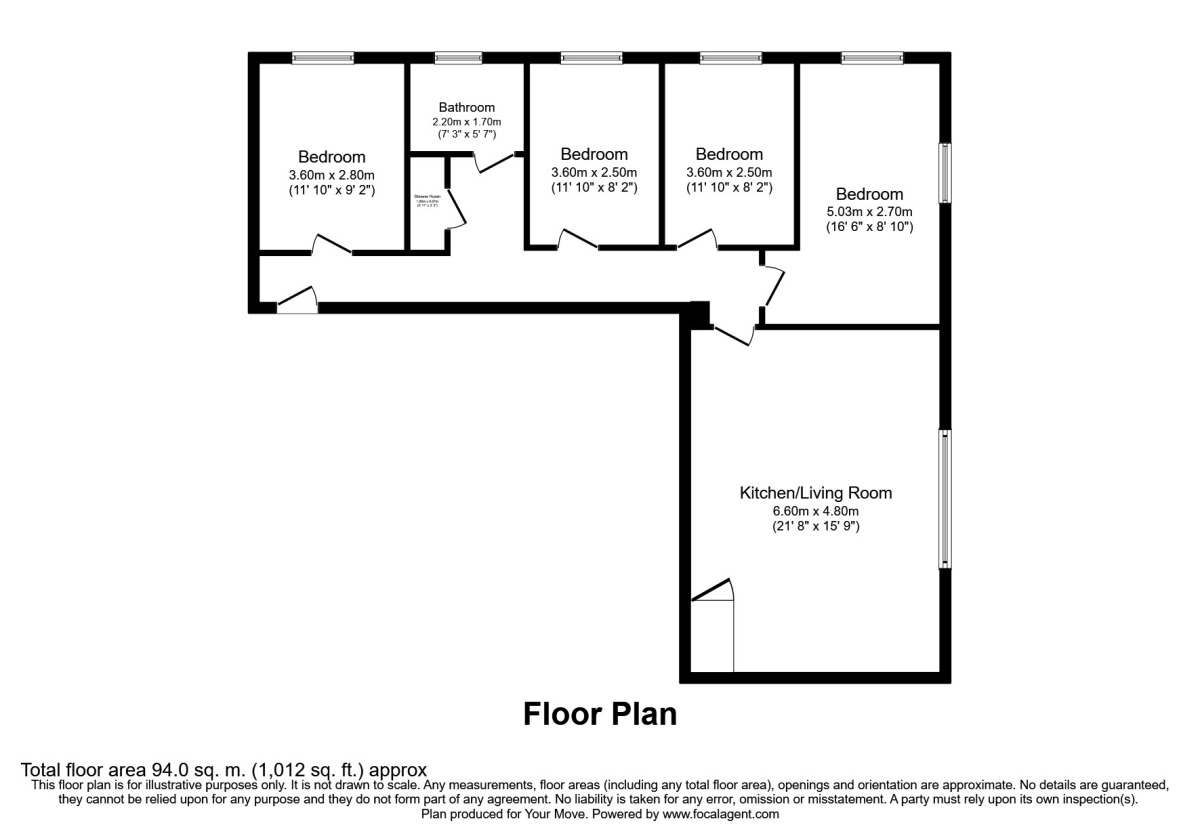 Floorplan of 4 bedroom Flat to rent, Carlton Place, Southampton, SO15