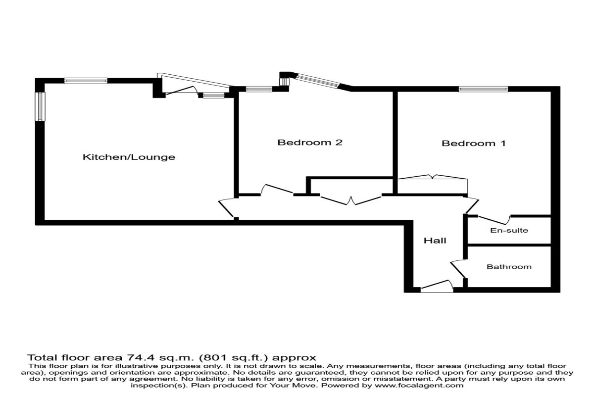 Floorplan of 2 bedroom  Flat to rent, Guildhall Apartments, 10 Park Walk, Hampshire, SO14
