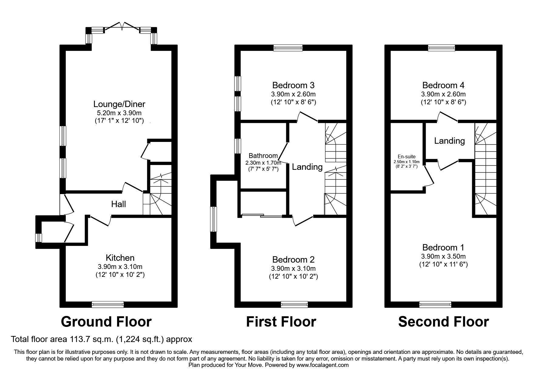 Floorplan of 4 bedroom End Terrace House to rent, Grevillea Avenue, Fareham, Hampshire, PO15