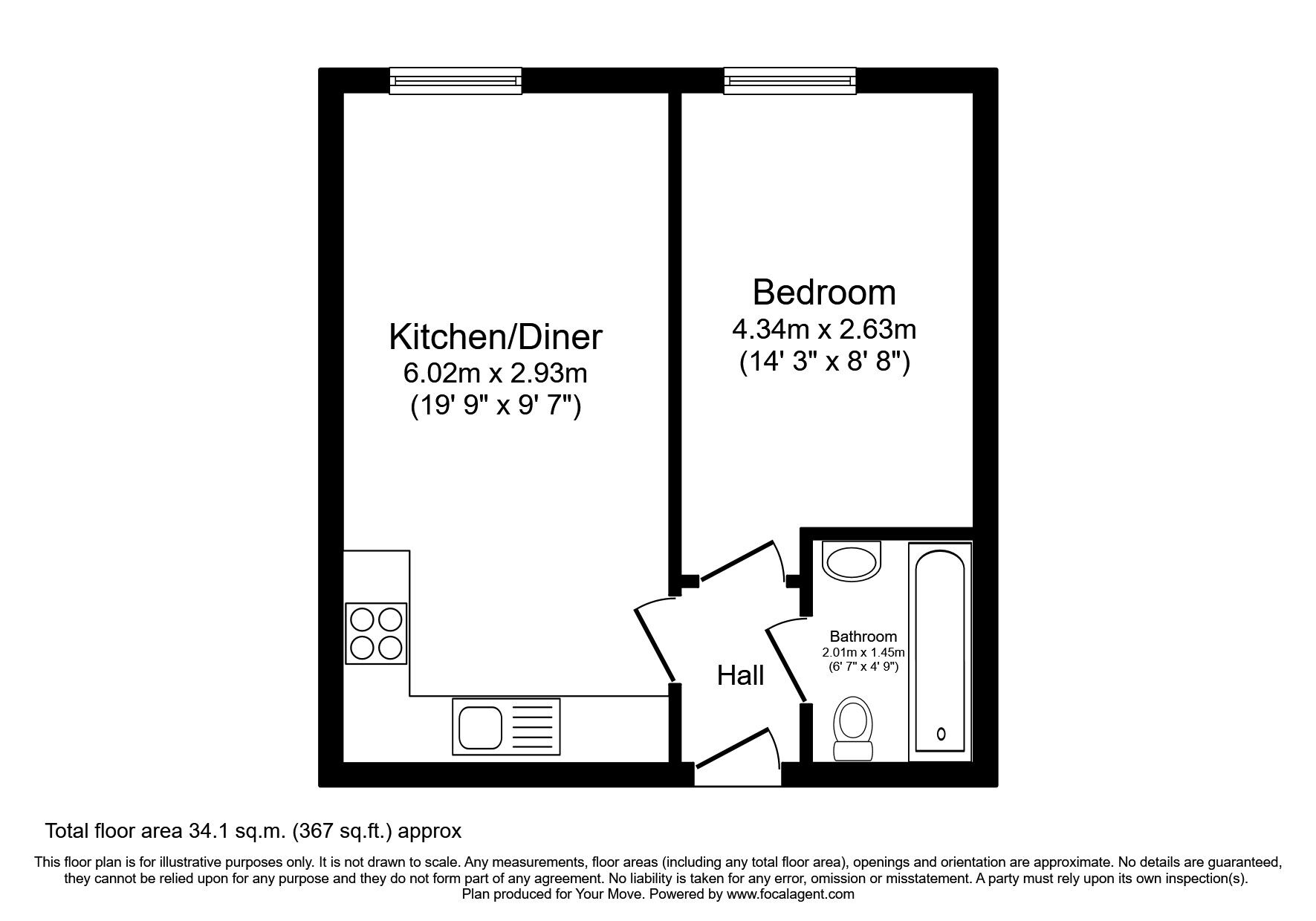 Floorplan of 1 bedroom Flat for sale, Southbrook Rise, 4 Millbrook Road East, Hampshire, SO15