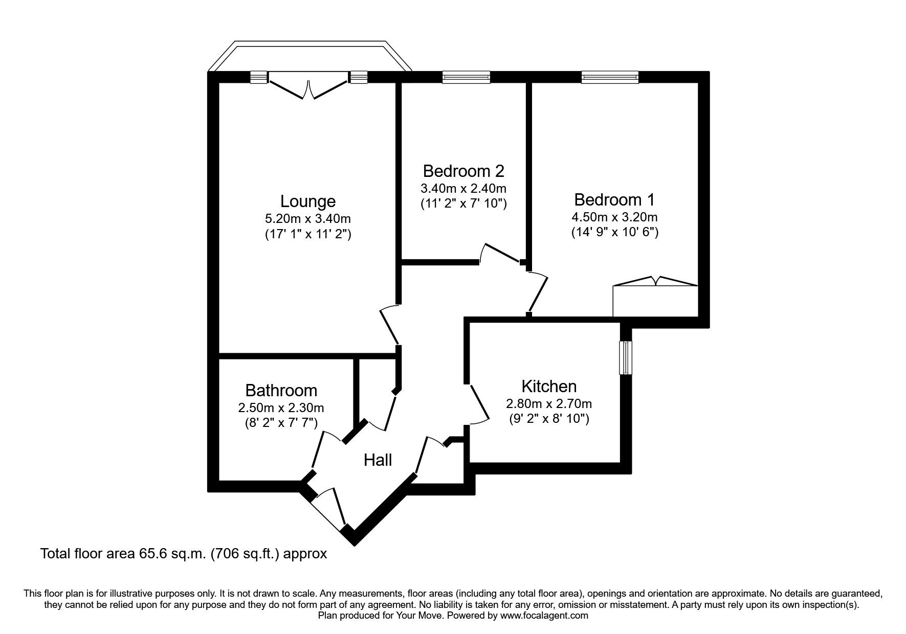 Floorplan of 2 bedroom  Flat to rent, Locksley Court, 24-26 Archers Road, Hampshire, SO15