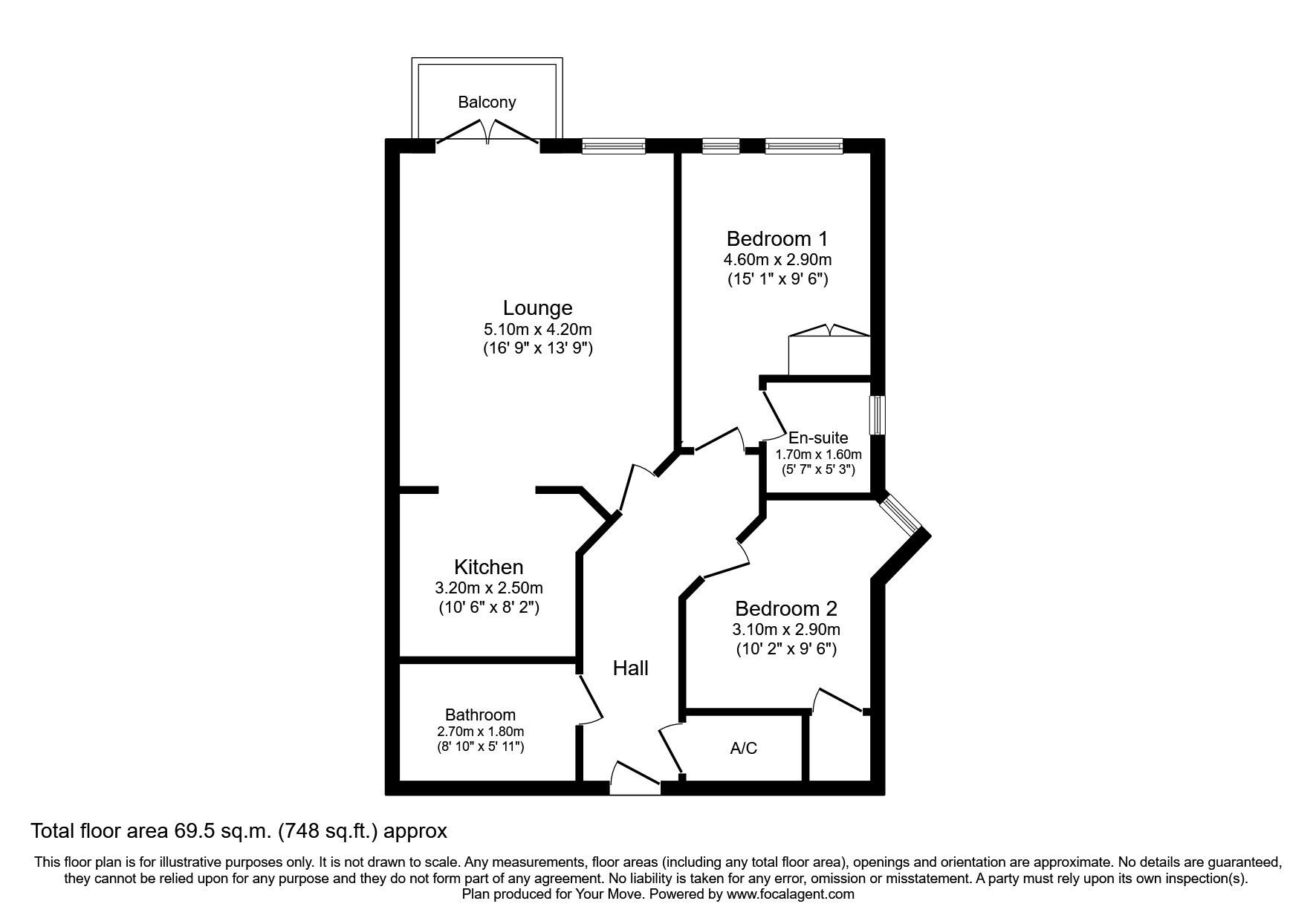 Floorplan of 2 bedroom  Flat to rent, The Albany, Gloucester Square, Hampshire, SO14