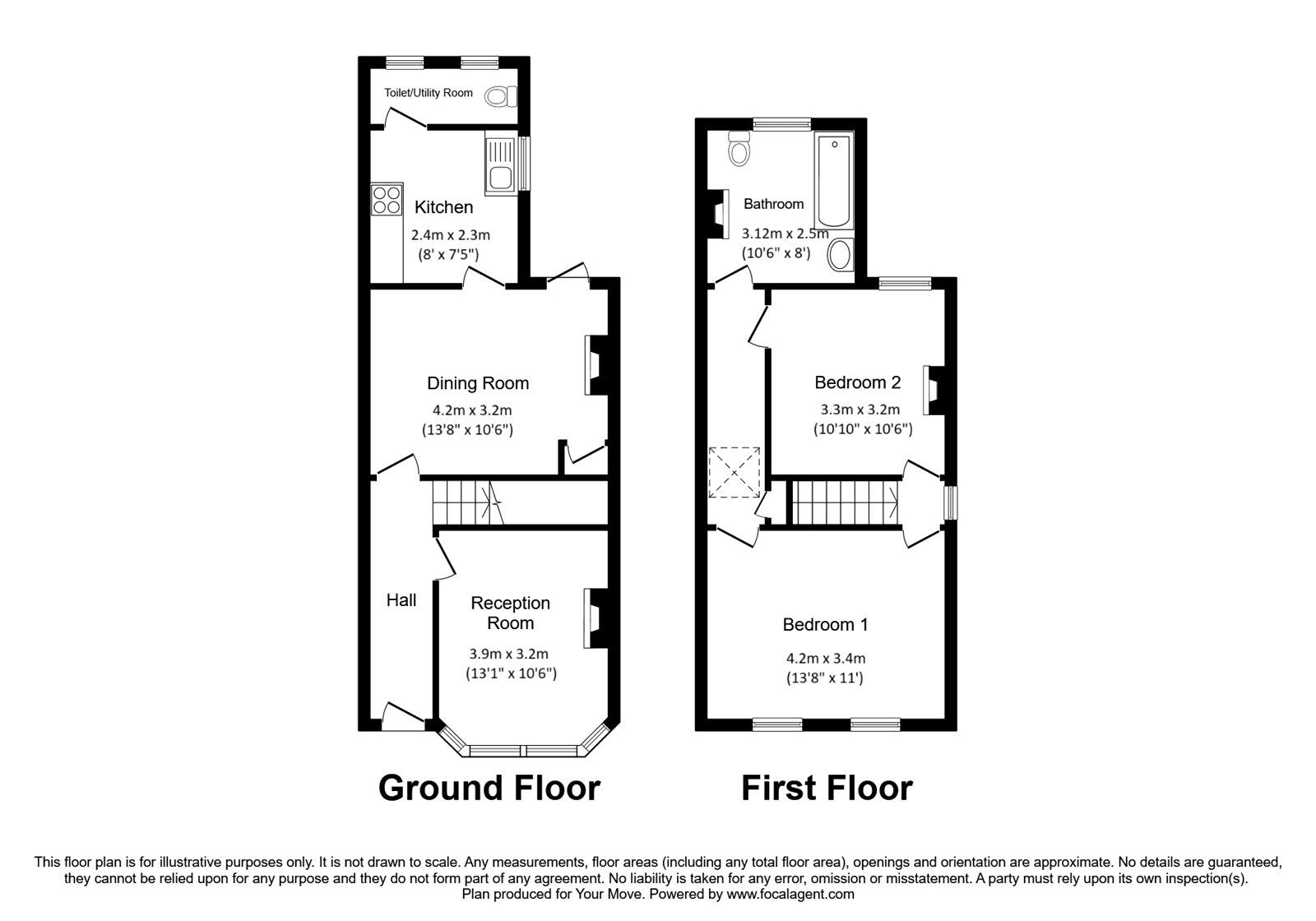 Floorplan of 2 bedroom Semi Detached House for sale, Grove Road, Southampton, Hampshire, SO15