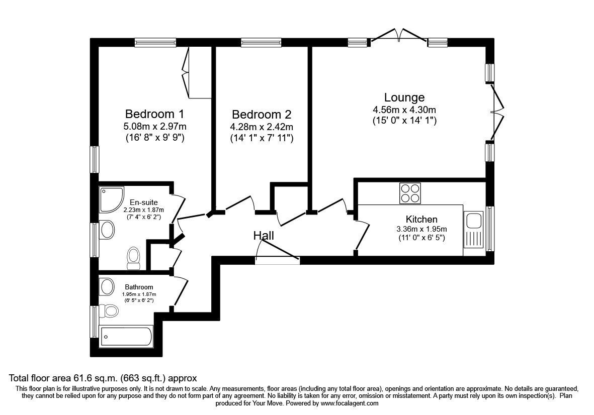 Floorplan of 2 bedroom  Flat for sale, Cable Street, Eastleigh, Hampshire, SO50