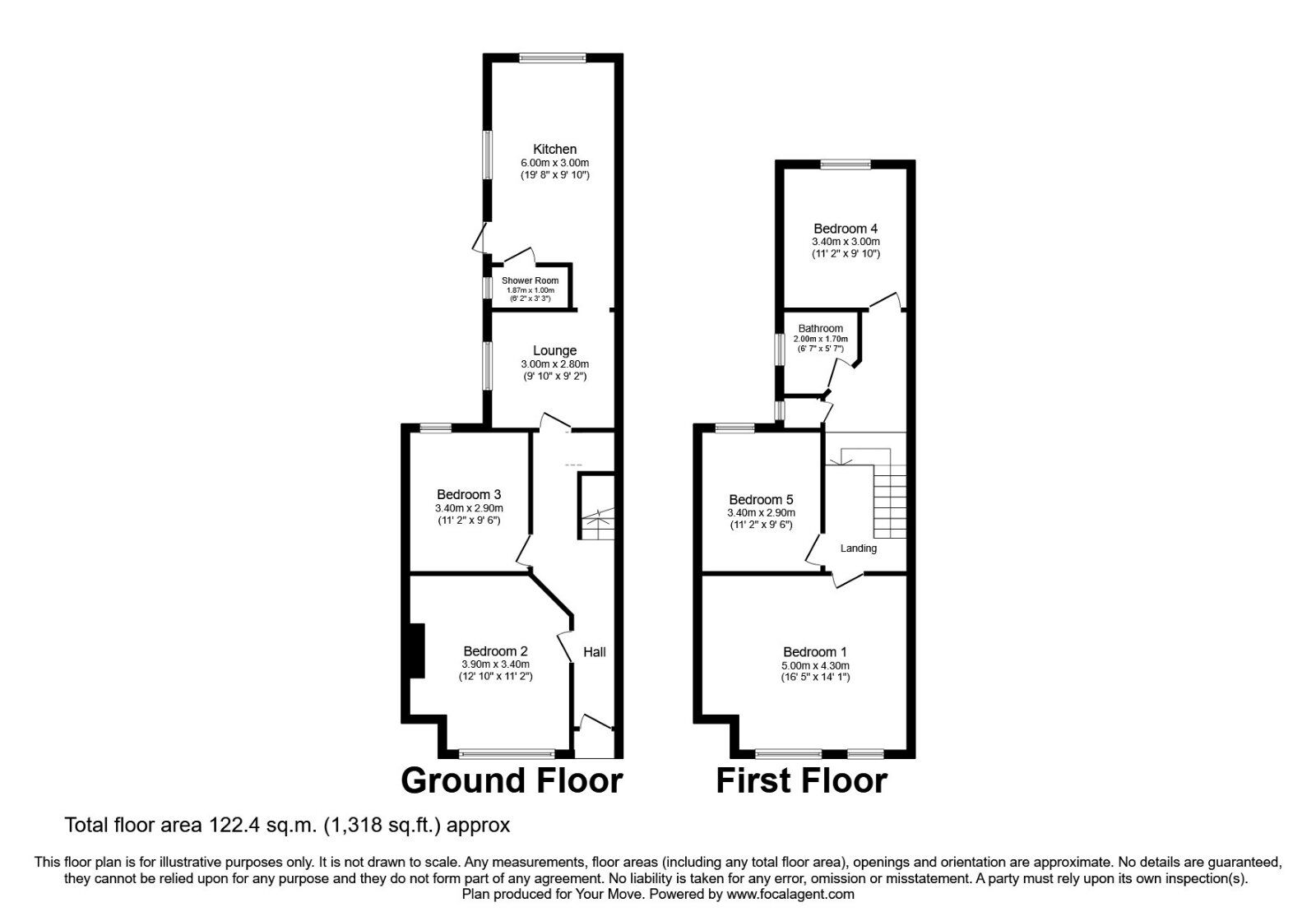 Floorplan of 5 bedroom Mid Terrace House to rent, Wilton Avenue, Southampton, Hampshire, SO15