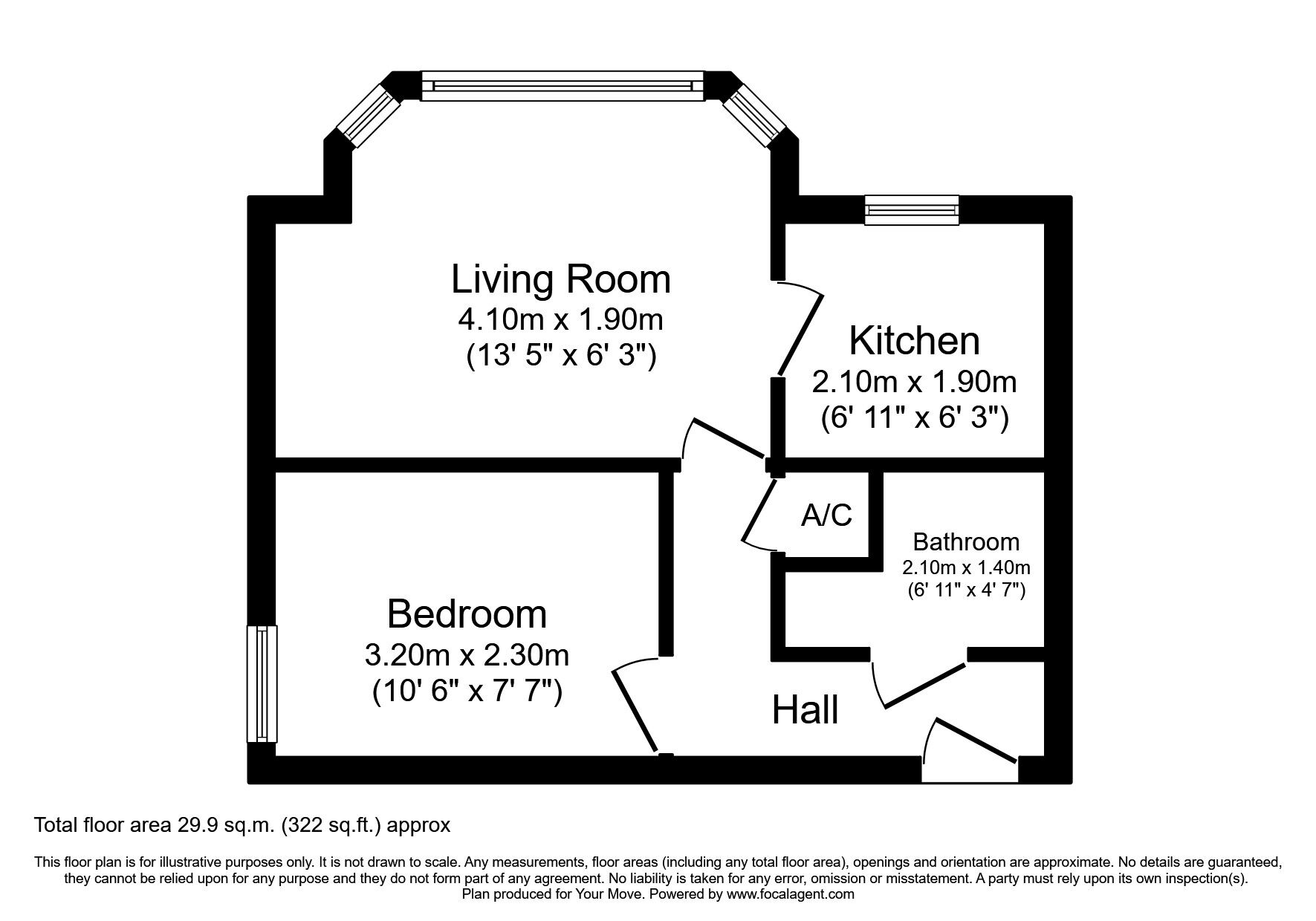 Floorplan of 1 bedroom Flat to rent, Hill Lane, Southampton, Hampshire, SO15