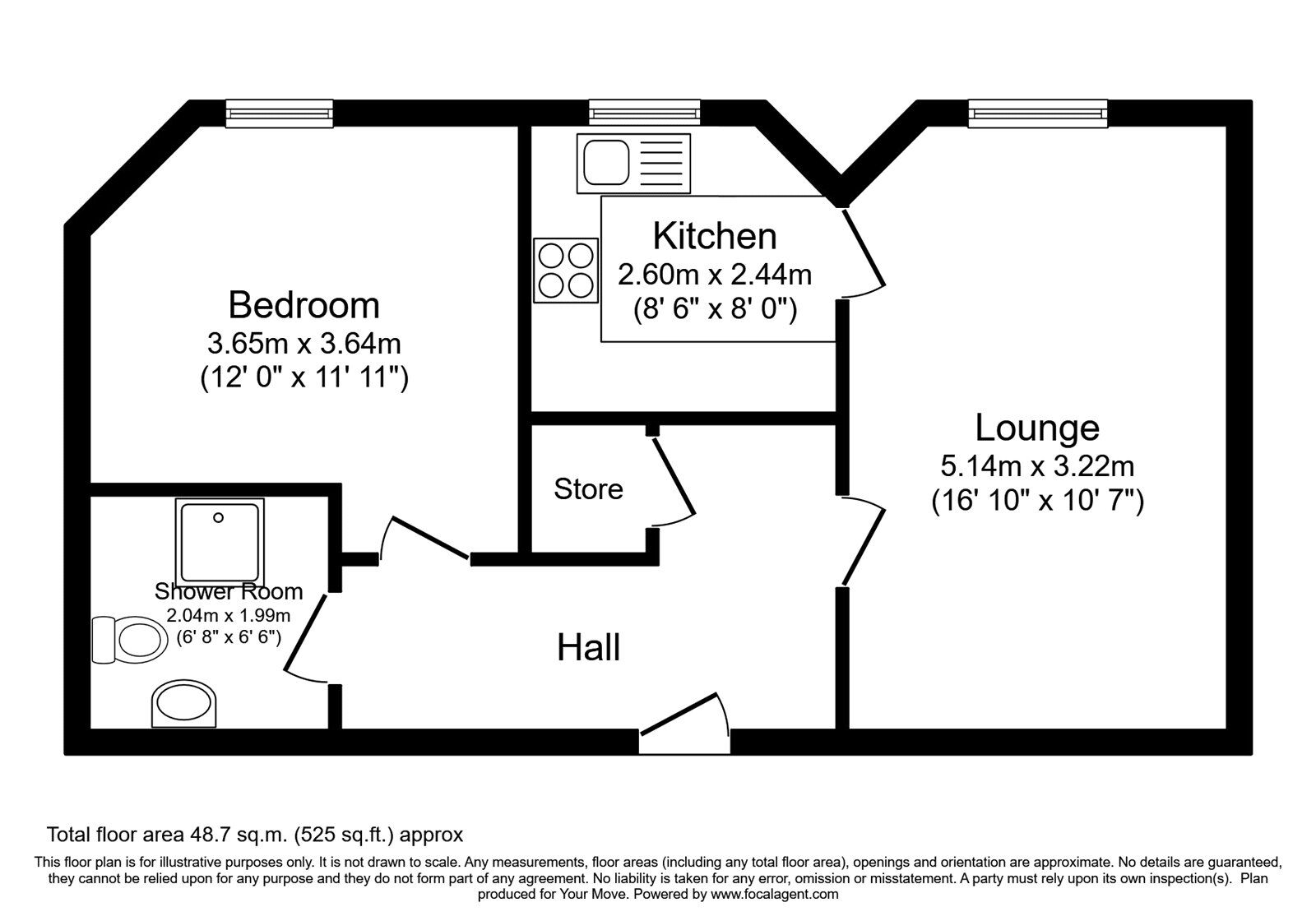 Floorplan of 1 bedroom  Flat for sale, South Western House, Southampton, Hampshire, SO14