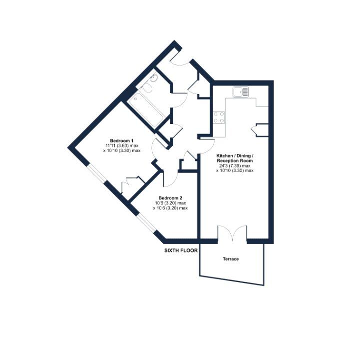 Floorplan of 2 bedroom  Flat for sale, Blechynden Terrace, Southampton, Hampshire, SO15