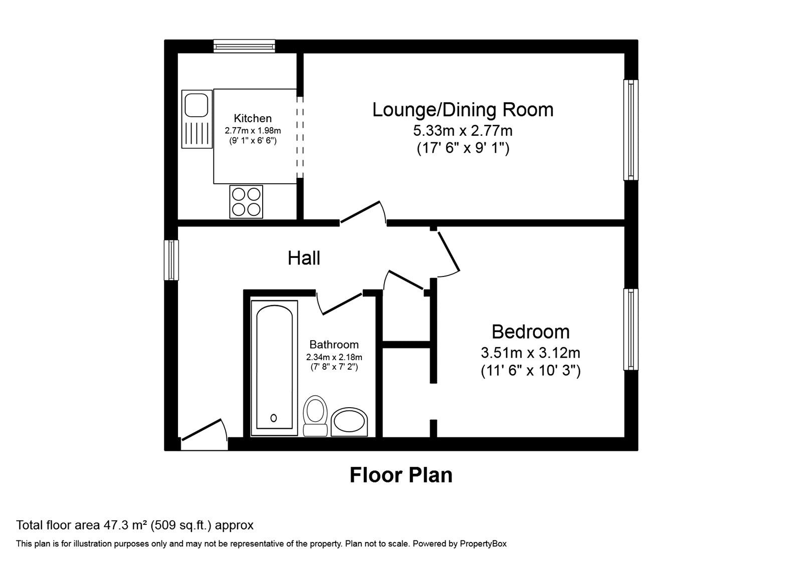 Floorplan of 1 bedroom  Flat for sale, Bracklesham Close, Southampton, Hampshire, SO19