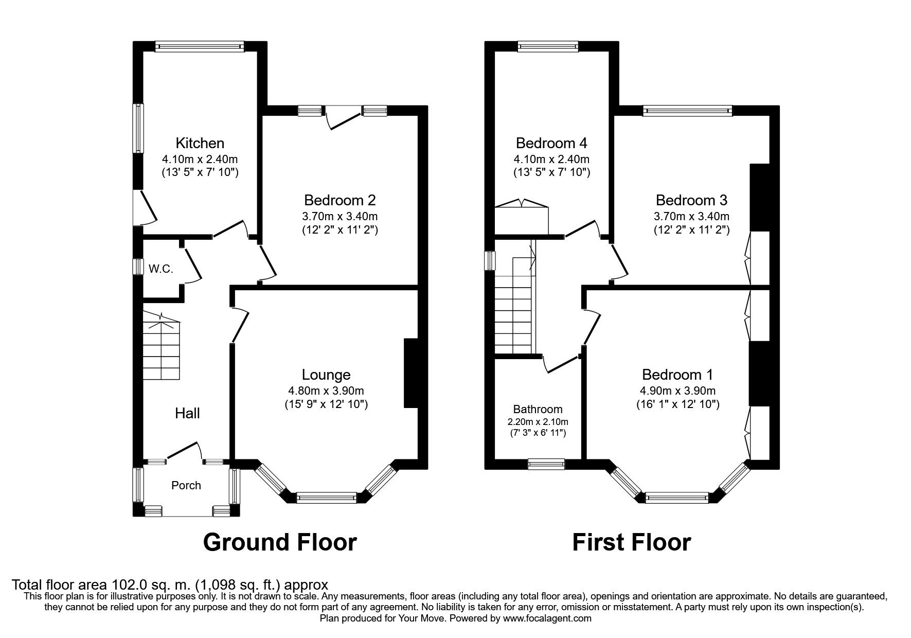 Floorplan of 4 bedroom House to rent, Blenheim Gardens, Southampton, Hampshire, SO17