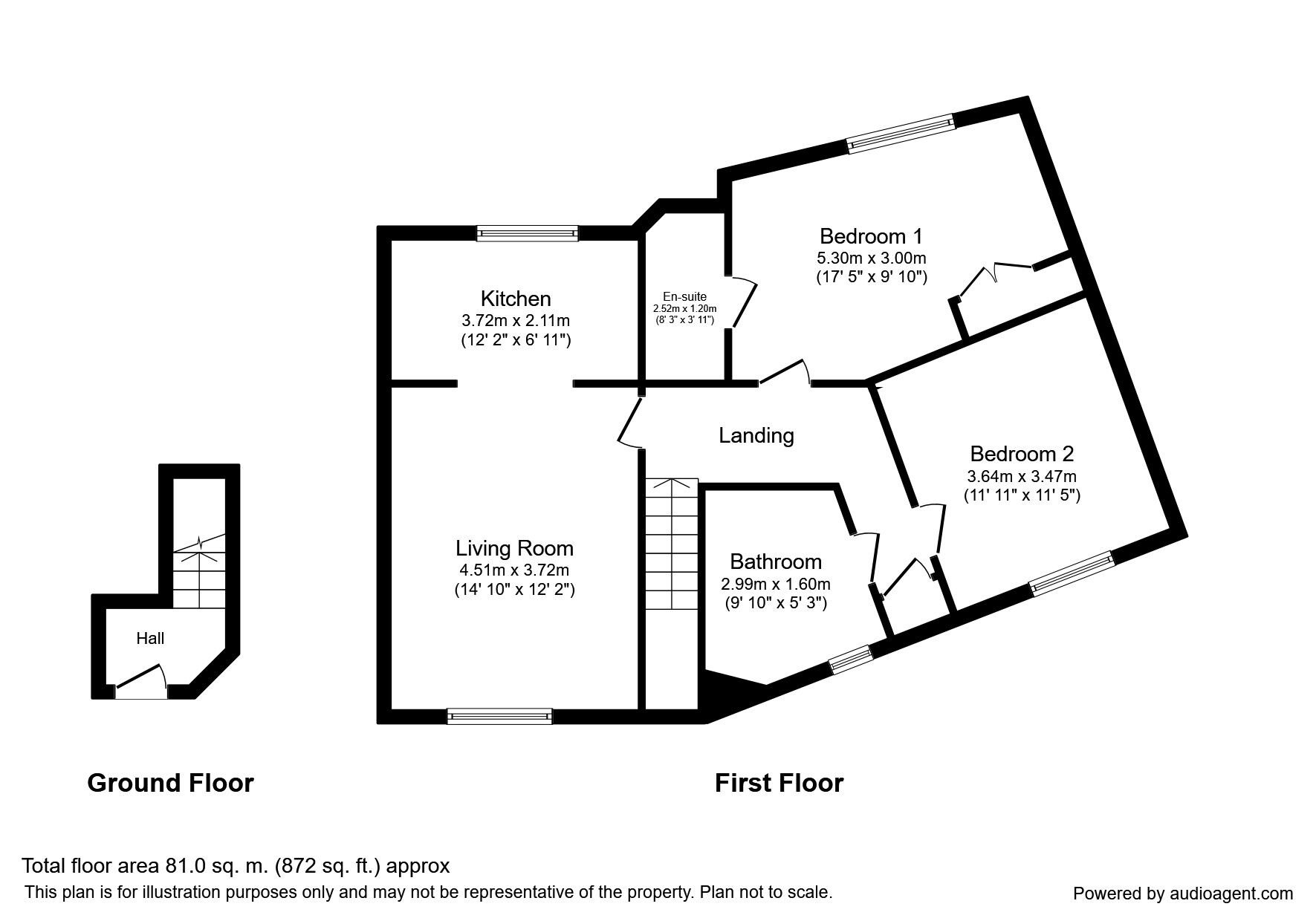 Floorplan of 2 bedroom Flat to rent, Bedford Drive, Fareham, Hampshire, PO14