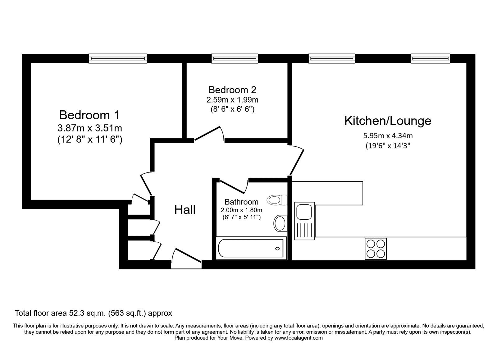 Floorplan of 2 bedroom Flat for sale, Cranbury Terrace, Southampton, Hampshire, SO14