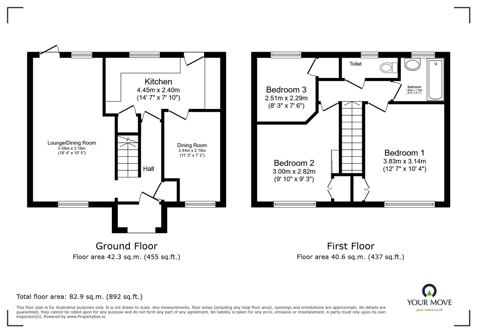 Floorplan of 3 bedroom Semi Detached House for sale, Hinkler Road, Southampton, Hampshire, SO19