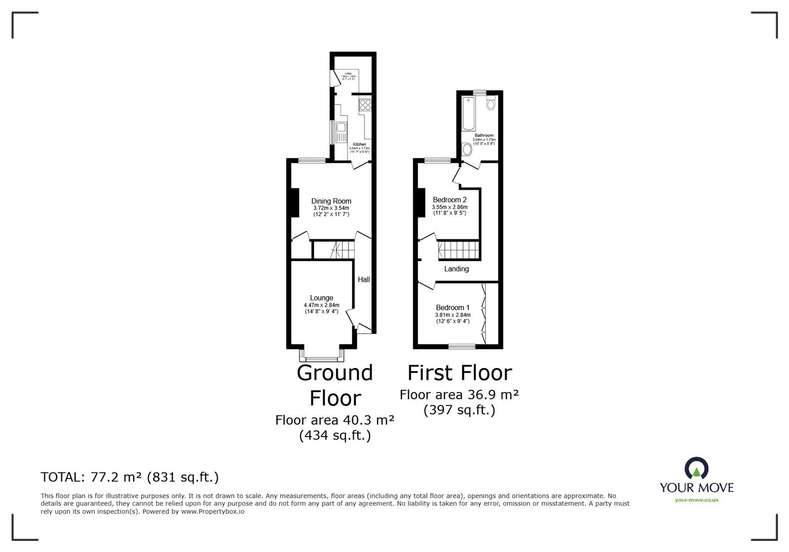 Floorplan of 2 bedroom End Terrace House for sale, Waterloo Road, Southampton, Hampshire, SO15