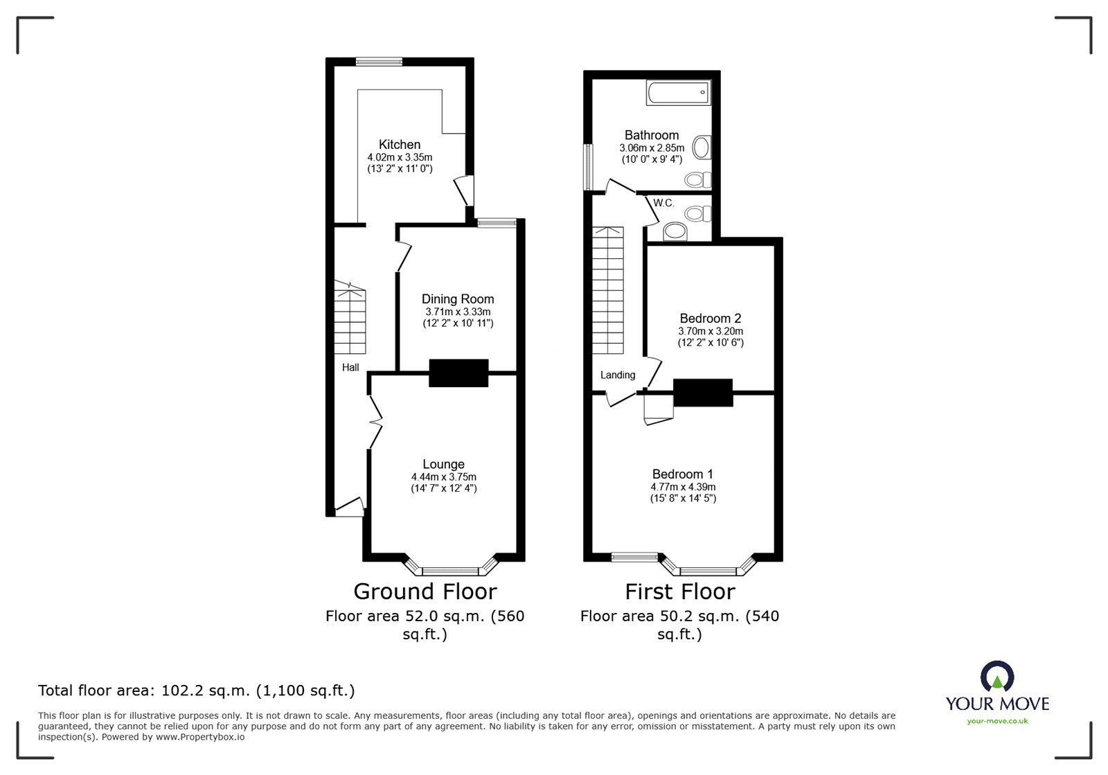 Floorplan of 2 bedroom Mid Terrace House for sale, Oakley Road, Southampton, Hampshire, SO16