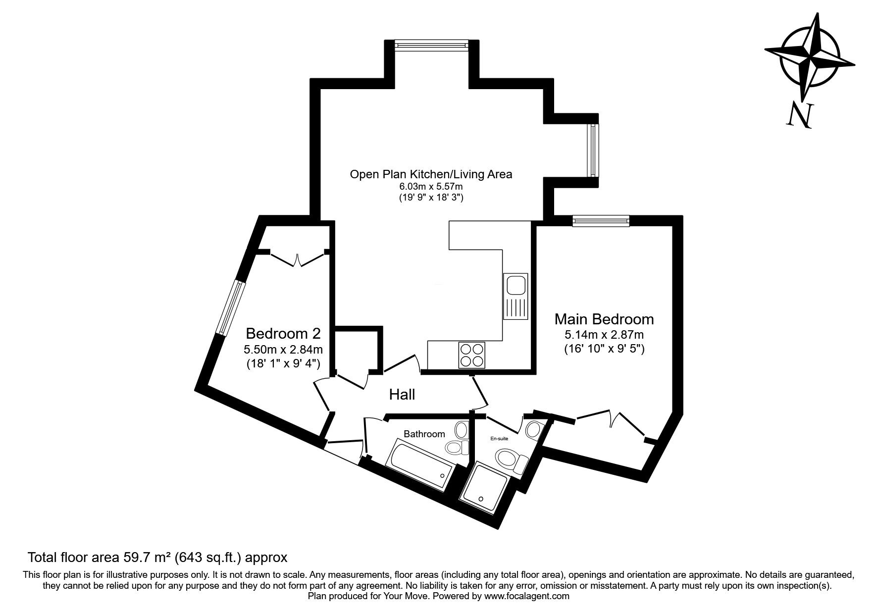 Floorplan of 2 bedroom  Flat for sale, Richmond Gardens, Southampton, Hampshire, SO17