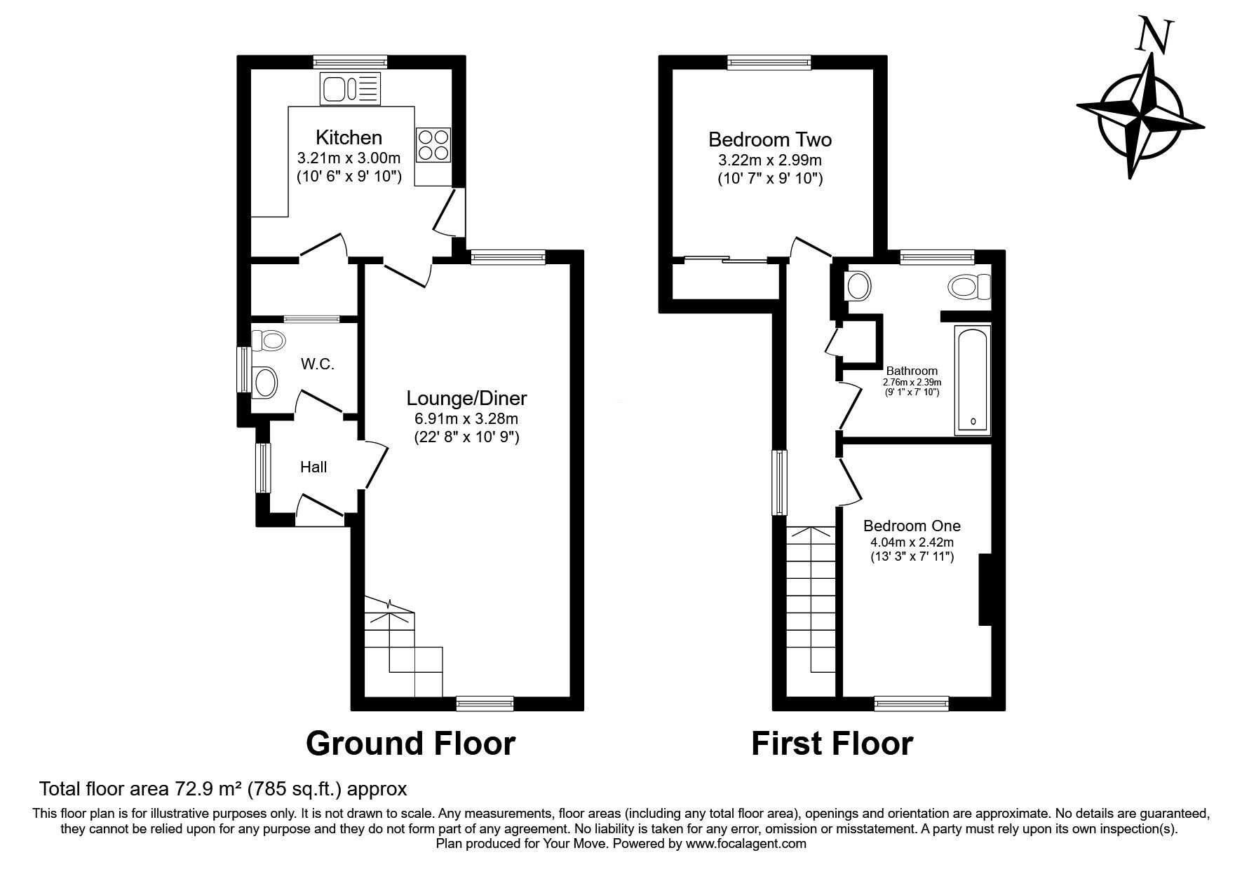 Floorplan of 2 bedroom Semi Detached House for sale, Albany Road, Southampton, Hampshire, SO15