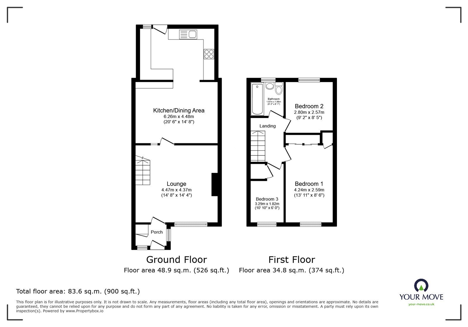 Floorplan of 3 bedroom Mid Terrace House for sale, Petworth Gardens, Southampton, Hampshire, SO16