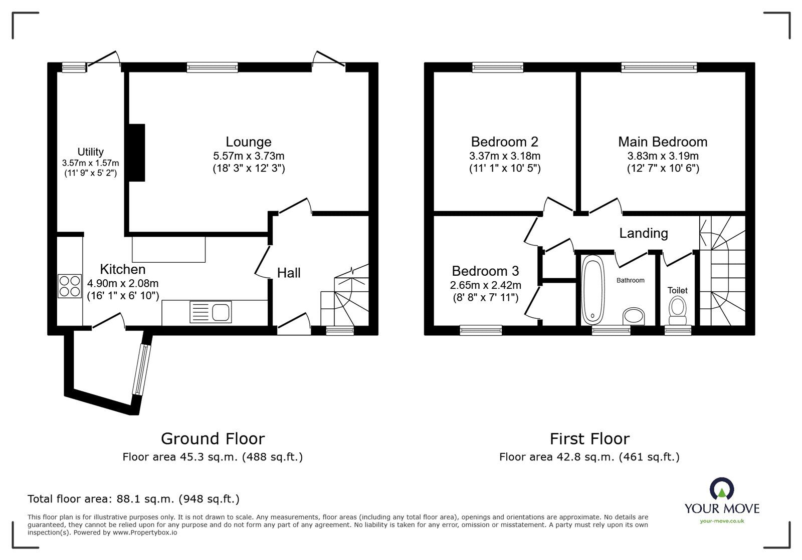 Floorplan of 3 bedroom Mid Terrace House for sale, Cuckmere Lane, Southampton, Hampshire, SO16