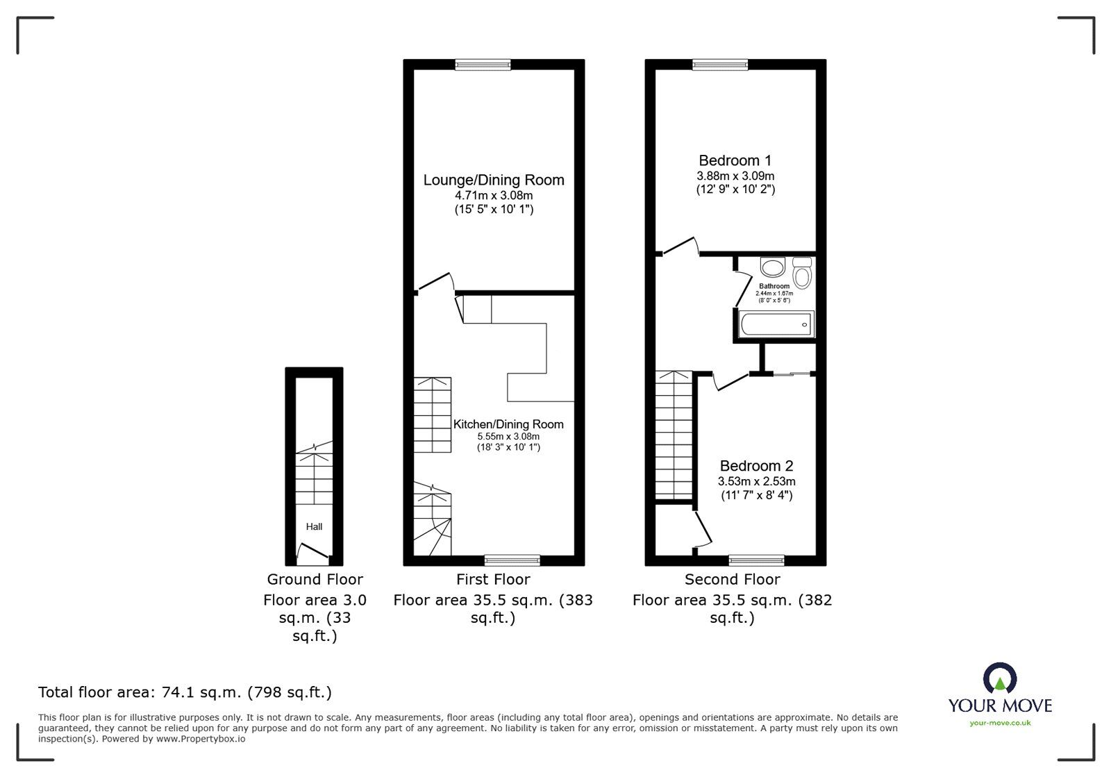 Floorplan of 2 bedroom  Flat for sale, Tickleford Drive, Southampton, Hampshire, SO19