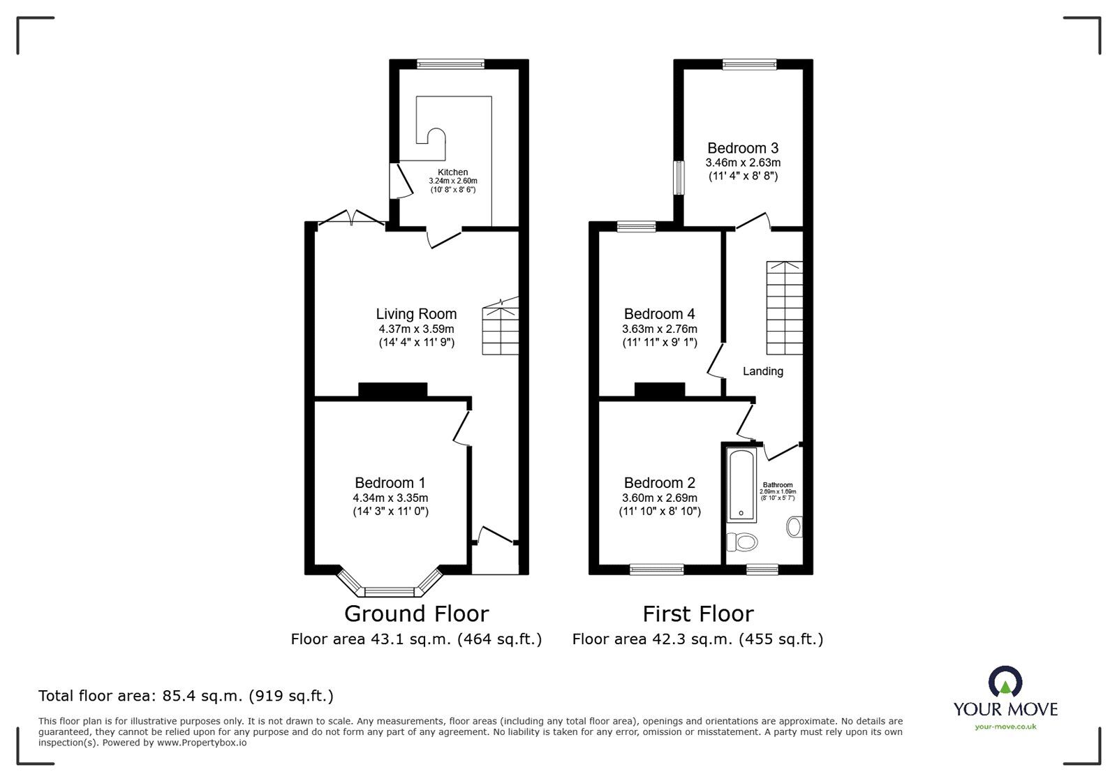 Floorplan of 4 bedroom Mid Terrace House for sale, Milton Road, Southampton, Hampshire, SO15