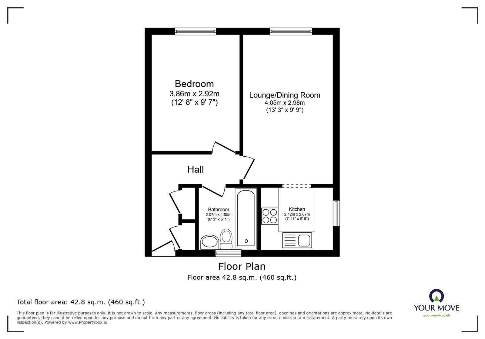 Floorplan of 1 bedroom  Flat for sale, Bracklesham Close, Southampton, Hampshire, SO19