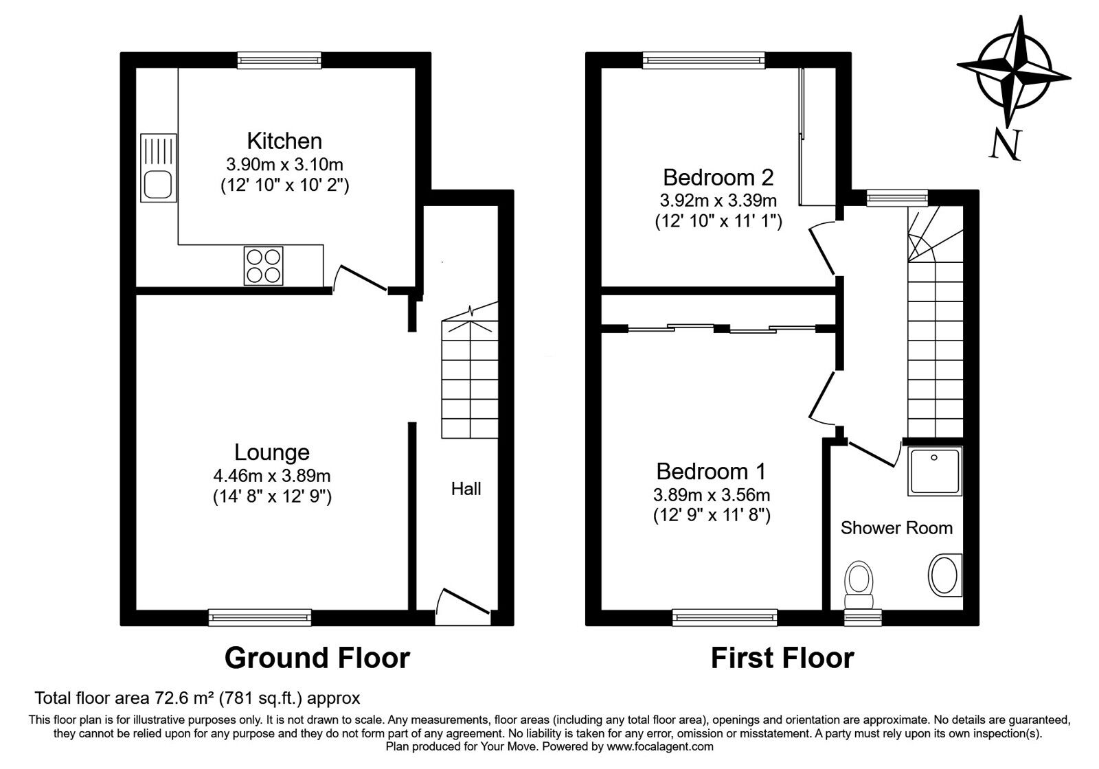 Floorplan of 2 bedroom End Terrace House for sale, Outer Circle, Southampton, Hampshire, SO16