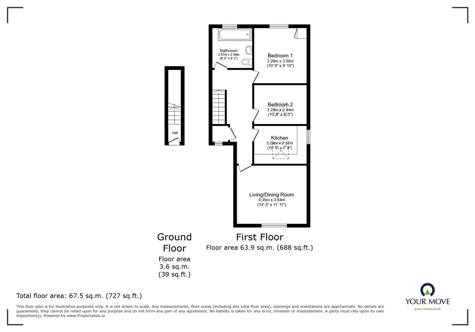 Floorplan of 2 bedroom  Flat for sale, Elgin Road, Southampton, Hampshire, SO15