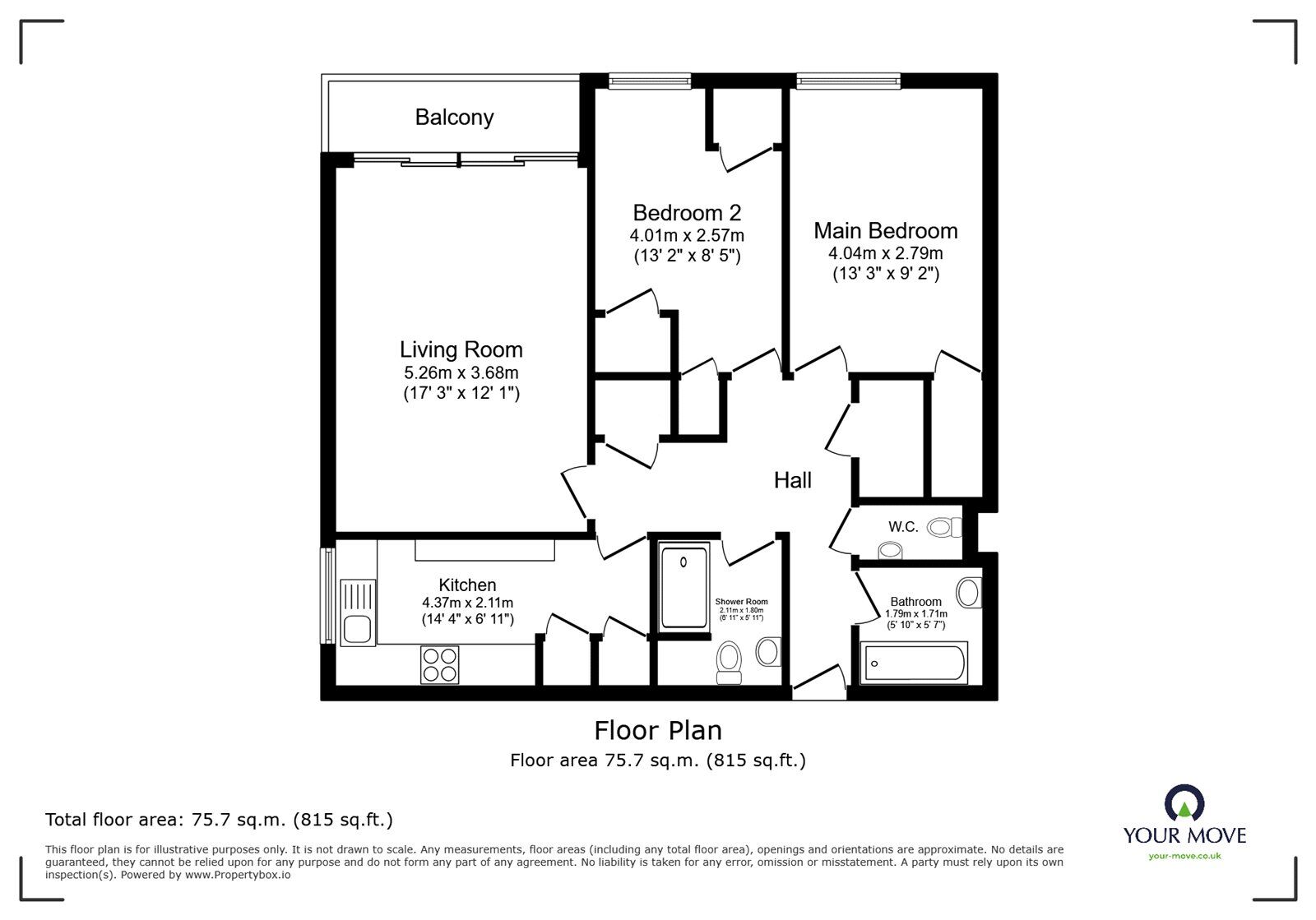Floorplan of 2 bedroom  Flat for sale, Vectis Court, Talbot Close, Hampshire, SO16