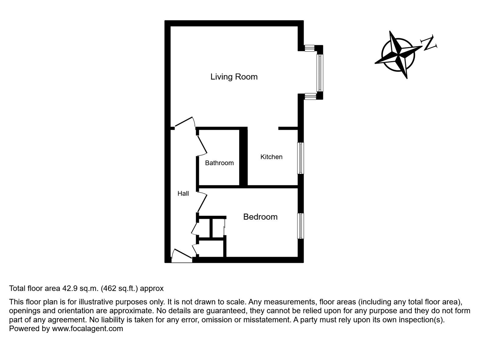 Floorplan of 1 bedroom  Flat for sale, Harcourt Road, Southampton, Hampshire, SO18